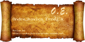 Ondrejkovics Ernák névjegykártya